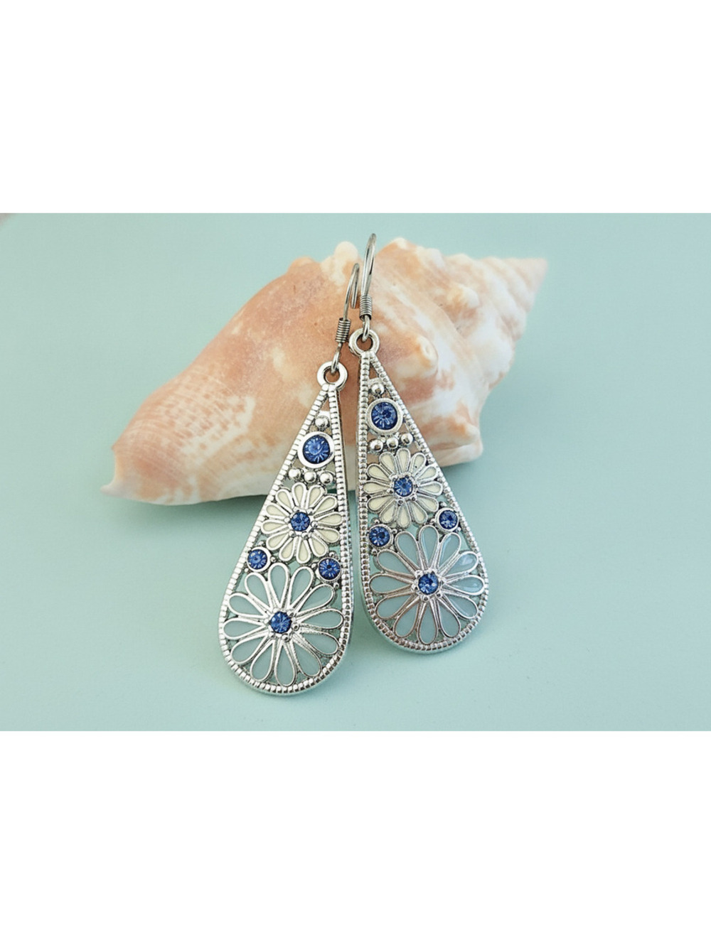Teardrop Boho Earrings, Dangle Earrings with Simple Wire